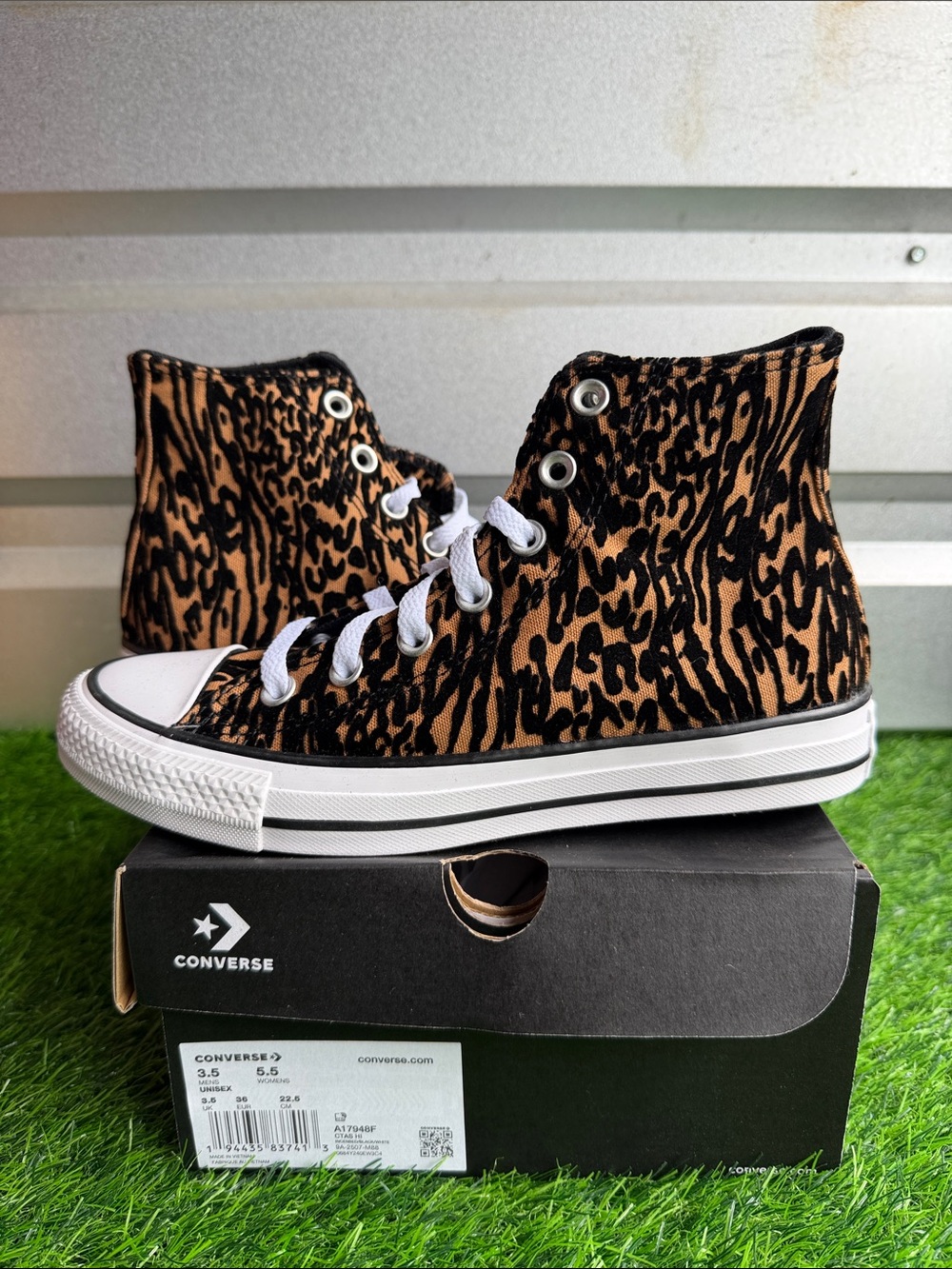 Converse High Top Leopard Print Sneakers - Brown/Black